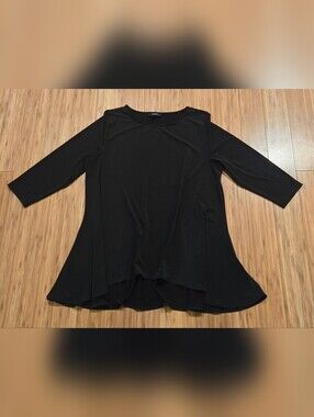 Alfani Black Flared Long-Sleeve Tunic Top - Women